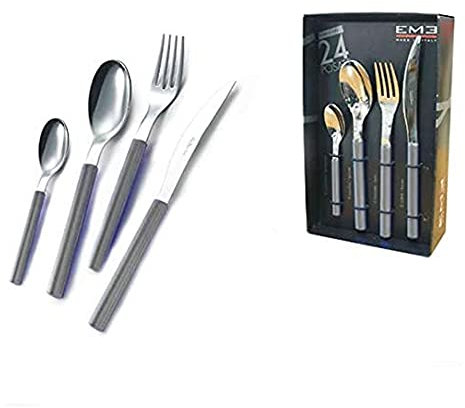 EME Set da 24 Posate in Acciaio Inox (AISI430) Stile Contemporaneo Sky Grigio