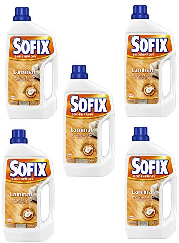 SOFIX Laminatreiniger, Bodenreiniger, 5er Pack (5 x 1 Liter), für besonderen Glanz durch Kokos-Öl