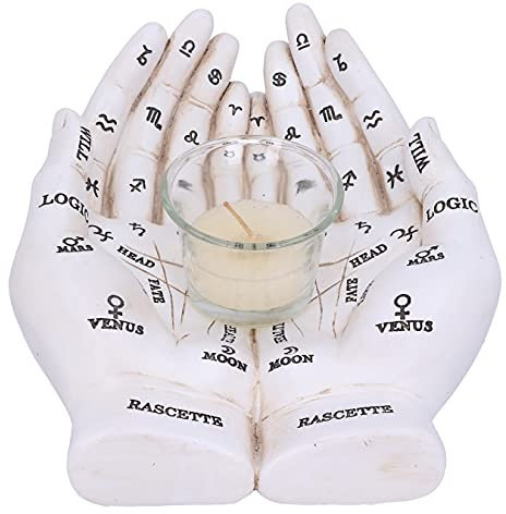 Nemesis Now Palmist's Guide White Chiromancy Hands Candle Holder, 22..3cm