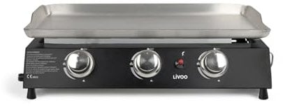 Livoo – Plancha gaz 3 brûleurs DOC249 – 7,2 kW, 61x35 cm de cuisson, plaque 3mm, allumage piezo
