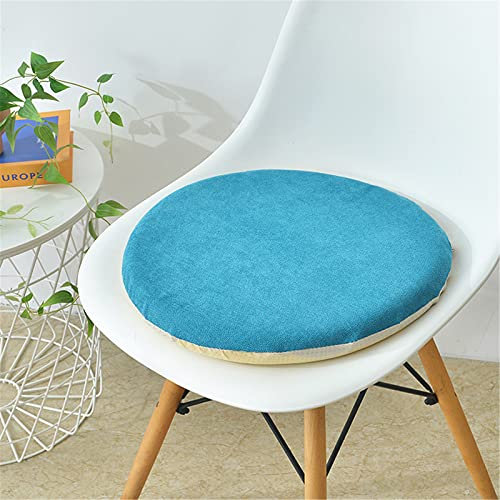 SWECOMZE 2er Set Rund Sitzkissen, Memoryschaum Stuhlkissen, rutschfest Waschbare Kissen Sitzauflage Stuhlauflage für Stuhl Gartenstuhl Hocker (45 x 45 cm,Blau)