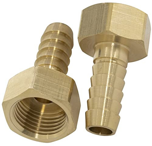 AERZETIX - C65000 - Juego de 2 racores Hembra Acanalados 1/2 para Manguera Ø13mm - Rosca Interior - para Llave 25mm - Adaptador Conector Sistema Circuito de irrigación riego Bomba - en latón