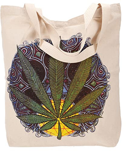 GURU SHOP No Time Shopper Tasche, Stabile Einkaufstasche, Strandtasche, Yogatasche - Hanfblatt, Unisex - Erwachsene, Baumwolle, 48x45x13 cm