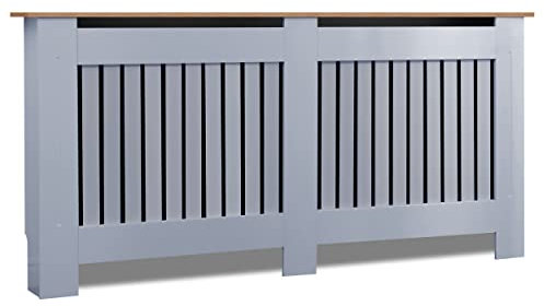 Blisswood Radiator Cover Traditional MDF Wood Grill Cabinet Shelf, Vertical Slat Modern Radiator Covers Crafted For Living Room Furniture (X-Large, Grey)