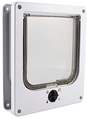 Moaobooh Puerta para gatos con cierre giratorio de 4 vías para perros y gatos pequeños