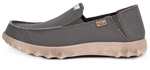 Kickback Couch Classic - Zapatos Hombre Lona Ligeras Slip On Mocasines - Casual Hombre Slips On o Slide In - Charcoal - EU43