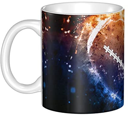 RFSHOP Galaxy Space - Taza de café de fútbol americano, 330 ml, taza de té de cerámica con asa para el hogar y la oficina