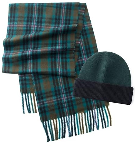 Calvia Schal mit Kaschmir-Feeling, super weich & warm für den Winter, elegante Looks für Damen & Herren, Karomuster in Grün, Braun, Schwarz, Weiß, Standard