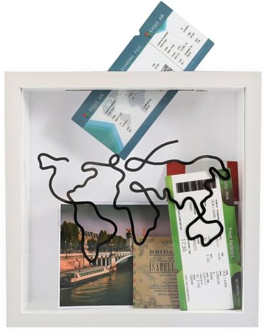 Abenteuer Archivbox, 20*20cm Reise Sammelbox Reisebox für Erinnerungen Reise Schattenbox, Ticket Schattenbox Abenteuer Spardose Erinnerungsboxen Dekorative Sparbox für Andenken
