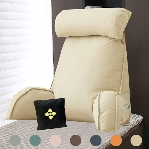 CCTSA Back Pillows, Bed Chair Pillow With Arms, Lumbar Support Cushions, Reading Pillow for Sitting in Bed, Cuddle Cushion, Backrest Pillow Reading, Gaming and Watching TV 75cm×40cm×50cm