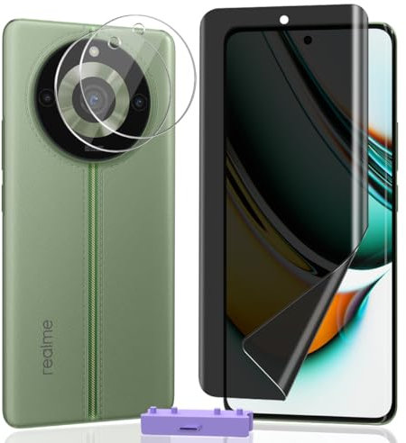 AnnhanT Protector Pantalla para Realme 11 Pro/11 Pro+/11 Pro Plus 5G [No Vidrio] Anti-espía Película 1 Piezas y Realme 11 Pro/11 Pro+ Cristal Templado de cámara 2 Piezas, para Realme 11 Pro/11 Pro+