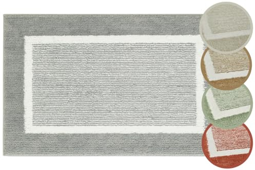 andiamo Badematte rutschfest Maui - Badezimmerteppich weich und flauschig - Duschvorleger für Badezimmer Badteppich rutschfest waschbar Set 40 x 60 cm + 50 x 80 cm Grau