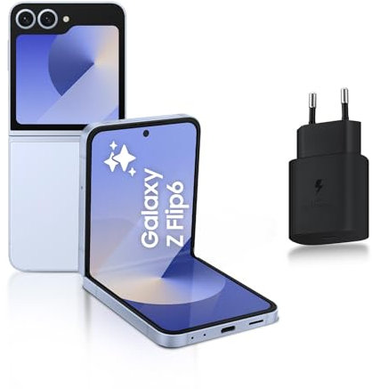 Samsung Galaxy Z Flip6, Smartphone Android 5G avec Galaxy AI, 256 Go, Chargeur secteur rapide 25W inclus, Smartphone déverrouillé, Bleu, Version FR