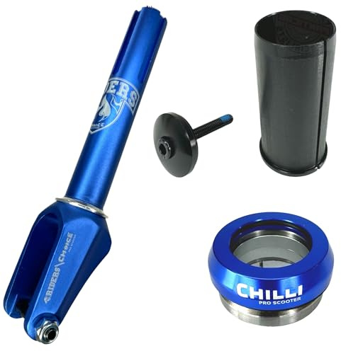 Fantic26 Chilli Pro Scooters Stunt-Scooter Riders Fork Trick Roller Ersatz Tuning Gabel HIC Komplett Set passend für 100 I 110 I 120mm Rollen Blau