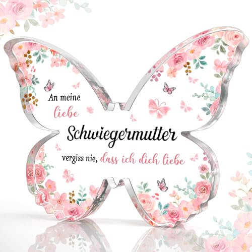 CheriGift Schwiegermutter Geschenke, Acryl Schmetterling Plakette, Geschenk für Schwiegermutter Geburtstag Weihnachten Muttertag, Geschenk für Meine Schwiegermama