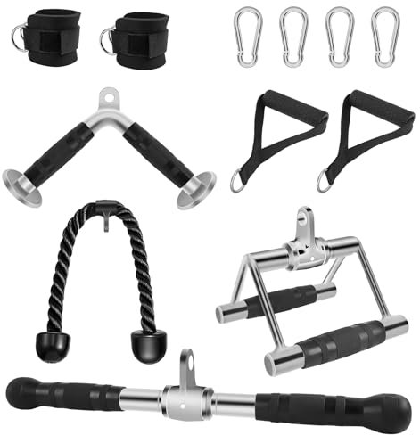ALABX Pulley System Gym Set - Solid Steel LAT Pulldown Accessories Weight Training Pulley System for Home Gym, Arm, Biceps Curl, Tricep Workouts (Silver)
