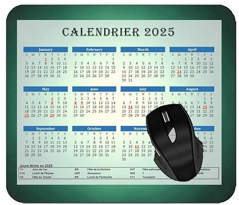 Mouse Pad - Calendrier 2025,Tapis de Souris d'Ordinateur, Peinture Lumineuse Violet Clair Rectangulaire Tapis de Souris - Gaming