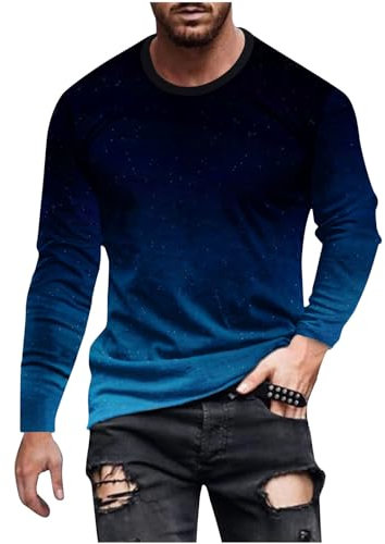 HAOLEI Herren Tshirt Gradient Farbe Langarm Runder Ausschnitt, Sale T-Shirt Long Sleeve Round Neck Top, Pullover Lässiger Mode, Günstig Oberteile Weich Und Bequem, Langarmshirt Weich Und Bequem