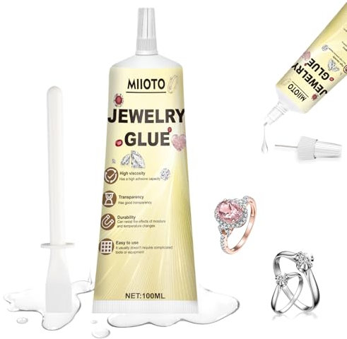 Miioto Colla per Gioielli e Tessuti 100ml - Multiuso per Fai-da-te, Strass, Brillantini