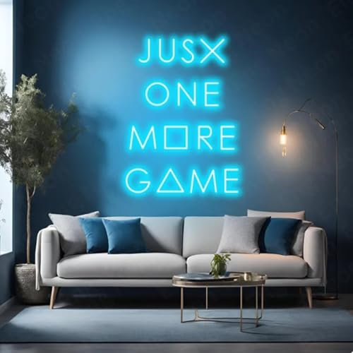 Just One More Game Neon Sign for Bedroom Wall Decor,Acrylic Material LED Gaming Lights Gaming Accessories with Dimmable Switch and Hanging Chain for Teens Boys Men Father Gamers Lovers Gifts