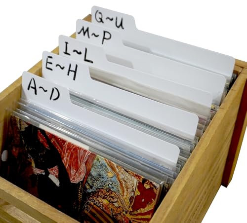 sdroceRyaM10PCS Vinyl Record Dividers 7 Inches White Category Tab Double-Side Plastic Dividers Vinyl Record Guides for EP, Bookshelf Sorting and Storage