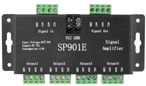 10WS2812B WS2811 DMX-zu-SPI-Controller-Decoder SP201E 5-Kanal-DMX 512 RGB WW-Decoder-Controller(SP901E 5 Amplifier)