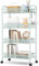 Urackify Carrito de Cocina móvil Multifuncional de 4 Niveles, para baño, Cocina y lavandería, Metal Resistente al óxido, Cesta de Malla Transpirable y Ganchos Laterales incluidos, fácil Montaje,Verde
