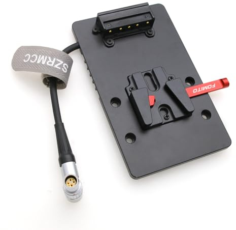 SZRMCC V Mount V-Lock Batterieplatte für DJI Ronin 4D-Kamera mit 6-poliger Buchse, rechtwinkliger Ausgangsadapter, Netzkabel, 10 cm