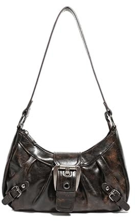 Piccola borsa a tracolla punk da donna, stile punk Y2K, borsa hobo in morbida pelle PU per uso quotidiano, Caff, small