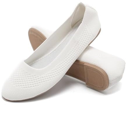 Damen Ballerina Flache Schuhe Komfort Slip On Klassische Rundkappe Pumps Schuhe Knit Faltbare Ballerinas Elegant Bequem Sommerschuhe Walking Flats für Frauen