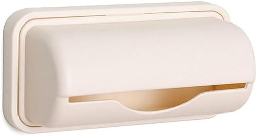 SquarezhenBo 1Pc Beige Trash Bag Dispenser Roll Holder,Kitchen Trash Bag Dispenser Roll Holder Plastic Bag Holder,Wall Mount Garbage Bag Dispenser Kitchen Storage Organization Accessories