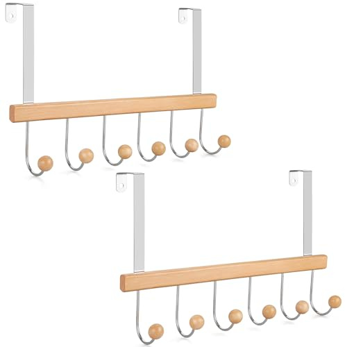 TOPIA HANGER Over-the-Door Coat Rack for Entryway, Wardrobe Door Hook to Hang, Door Hanger without Drilling with 6 Hooks for Handbags, Jackets, Robes, 2 Pieces-CT72N