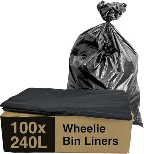 Bag Market | Clearly. Black Bin Bags for Wheelie Bins, Pack of 100, 240L Bin Liners, Medium Duty Bin Bags for Compost, Rubbish and More, Large Recyclable Rubbish Bags