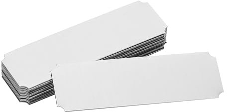sourcing map 12 Pcs Blank Name Plates, 3.1 x 1 Engraved Metal Name Plate Laser Strong Adhesive Nameplate Anodized Aluminium Custom Blank Plates for Signs DIY Crafts, Silver Notched Corner