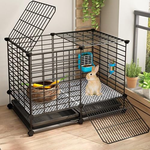 Kleintierkäfig mit Rollen und herausnehmbaren Tabletts, Indoor-Laufstall für Kaninchen, Hühner und andere Kleintiere, inklusive Fußmatten für Komfort