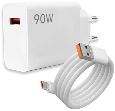 Cargador 90W y Cable USB C de 1 Metro para Xiaomi Poco X7 Pro F7 F6 5G HyperCharge Carga Rápida 6A, Adaptador Turbo Carga para Xiaomi 15 Ultra 14 13, Redmi K80, Redmi Note 12, 12S, 12 Pro