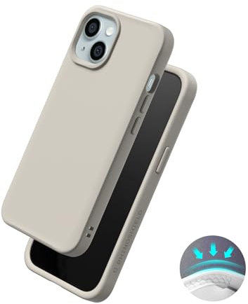 RhinoShield Hülle kompatibel mit [iPhone 15] | SolidX – Schlankes, verstärktes Schutzcase mit stoßdämpfendem Design und 3,5 m Fallschutz – Sandbeige