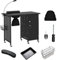 GOPLUS Table Manucure Professionnelle, Table Onglerie à roulettes Verrouillables avec Ramasse-poussière Électrique, Sac, Lampe, Caisson Amovible, Coussin pour Mains