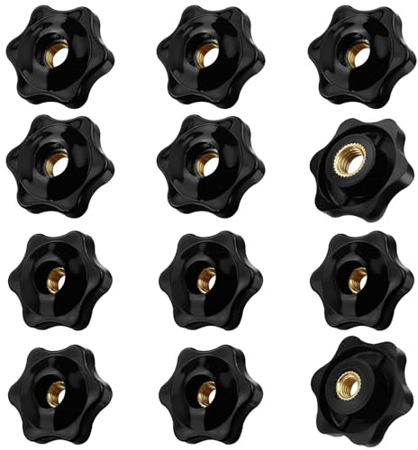 CiShow 12 Pcs Star Shape Head Clamping Nuts, M6 / M8 Handle Knob Grip, Thumb Bolts Thread Replacement Star Hand Knob Tightening, Female Threaded Clamping Grip Knobs for Machine Tool Machinery Latche