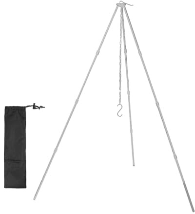 Trépied de cuisine sur feu de camp | Réchaud Trépied accessoires camping en plein air avec chaîne suspendue réglable, d'aluminium, équipement de survie léger et pliable