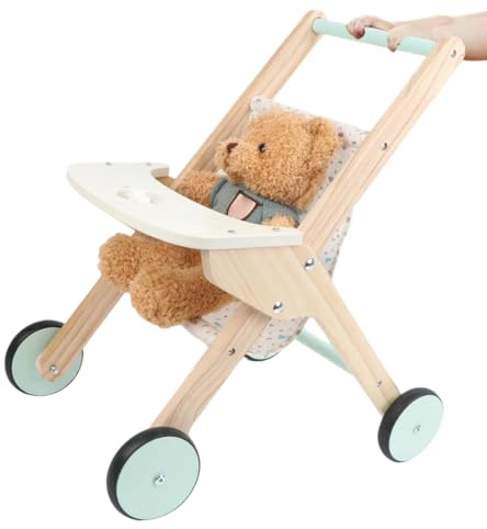 Walker | Wooden Shopping Trolley Toy Sliding Toy - For Motor Skills and Sensory Promotion Through Role Play in Living Room Garden and Park for First Steps - Gift First Steps Role Play