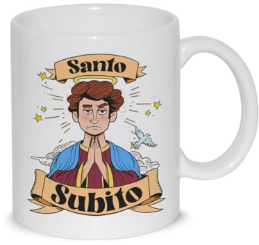 thedifferent Tazza Colazione con grafica simpatica - Santo Subito - Uomo Paziente Latte thè Mug Relax idea regalo compleanno natale Papà Nonno Amico