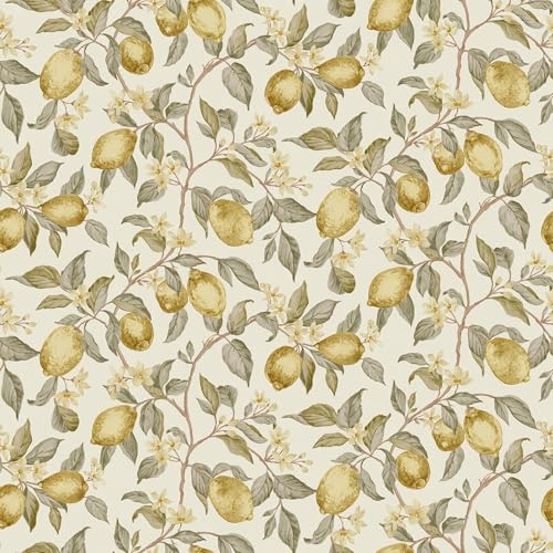Grandeco Amalfi (A82701) Papier peint inspiré du style de vie italien Citron Fruits Idéal pour les salons, chambres, couloirs, murs décorés Crème