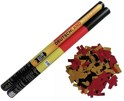 Pyroland 6 Stück Konfettikanone Deutschlandregen 80 cm, schwarz, rot,gold Konfetti, lustiger Party Popper für Deutschland, WM, EM Olympia, Fußball