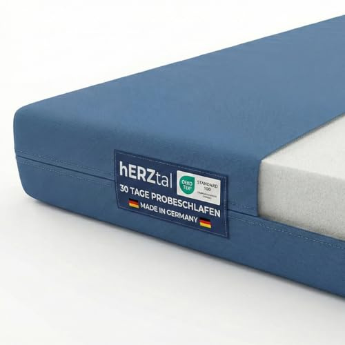 hERZtal Matratze Basic Sleep Kaltschaum | Mittelfest H3 | Abnehmbarer Bezug| 60°C waschbar | Kaltschaum-Matratze | Öko-Tex Zertifiziert (90x200 cm, 12 Zentimeter)
