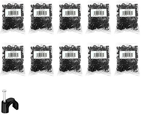 Nagelschelle 7mm 1000x Kabelschelle schwarz allzweck Nagelschellen Rundschelle Kabelbefestigung Kabel Befestigung Nagel universal 7 mm ARLI 1000 Stück