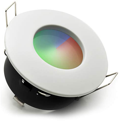 Spot encastrable, IP65, LED, adapté pour chromothérapie, pour cabine de douche, salle de bain, RGB, 3W, 12V, alimentation Blanc