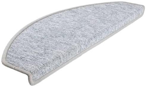 vidaXL 15x Treppenmatte Stufenmatte Stufenschoner Treppenschoner Treppenteppich Treppenschutz Matte Matten Teppich Halbrund Hellgrau 65x24x4 cm