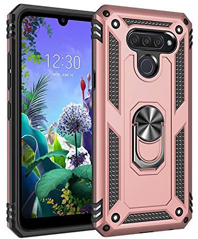BestST Hülle Handyhülle für LG K50/LG Q60, 360 Grad Drehbar Ringhalter mit Magnetischer Handyhalter Auto Handyhülle Handyhülle für LG K50/LG Q60- Rosegold