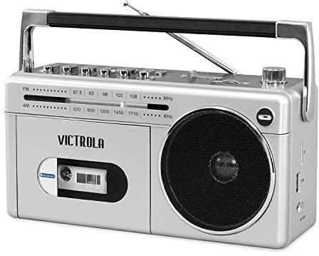 Victrola Mini Bluetooth Boombox with Cassette Player, Recorder and Am/FM Radio